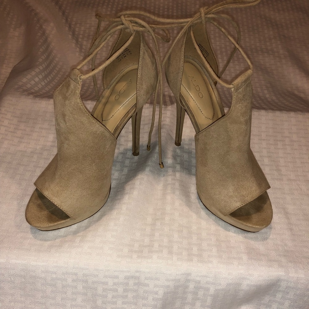 Suede Nude Heels By Aldo - 7.5